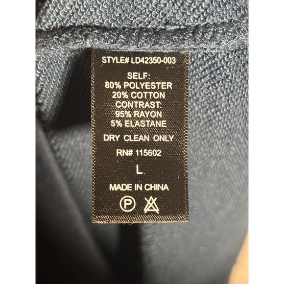 Lush Anthropologie Blue Long Sleeve Sweater Dress Ruched Arms Womens Size Large - Picture 7 of 7